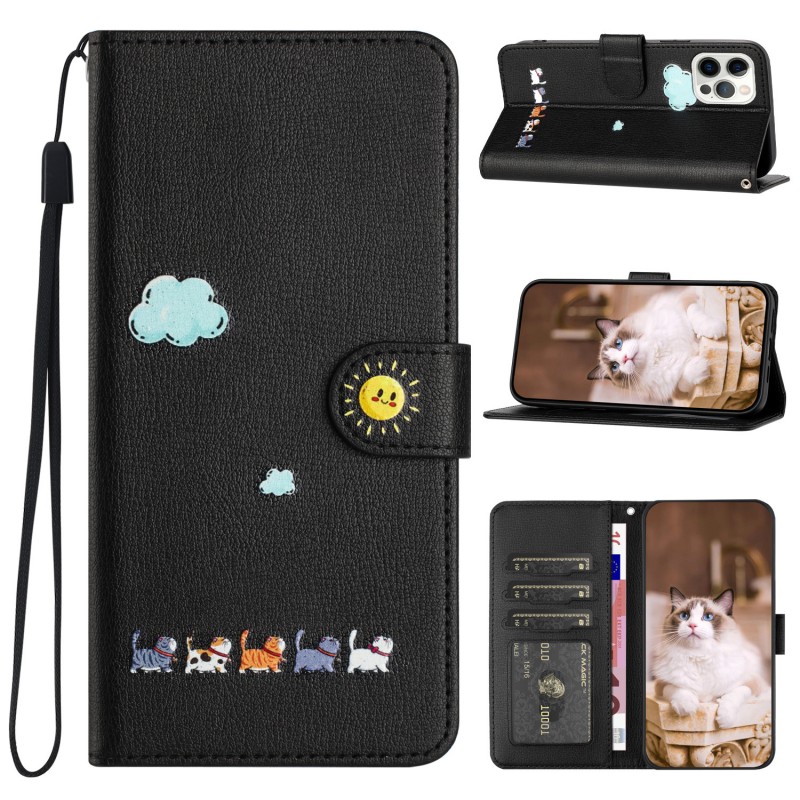 Cartoon Painted Flip Phone Case with Card Slot